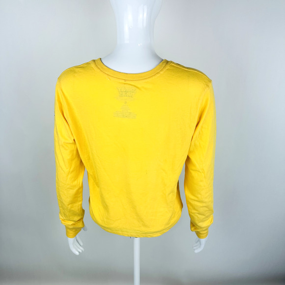 New Looney Toons Junior Sz Small T Shirt Yellow Bunny Duck Long Sleeve Crop NWT - Picture 6 of 6